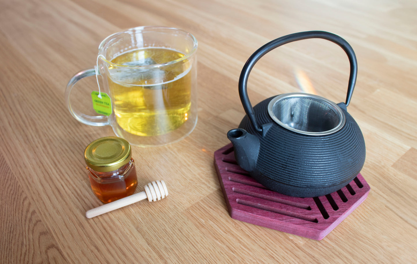 Purple Heart Wooden Geometric Trivet