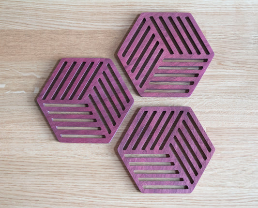 Purple Heart Wooden Geometric Trivet