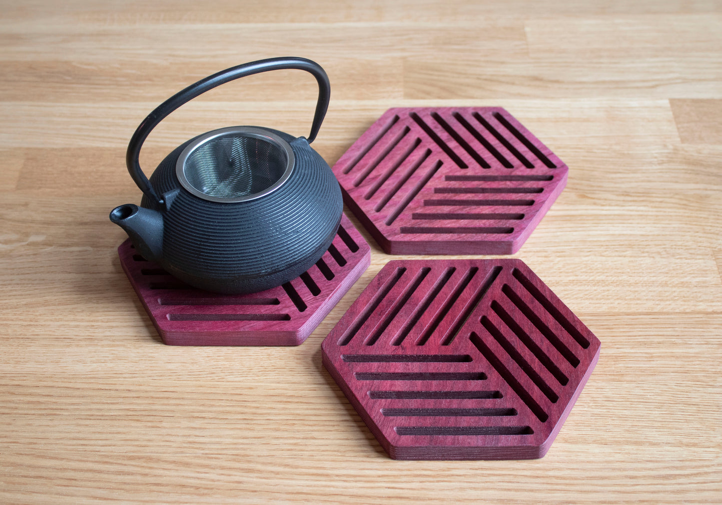 Purple Heart Wooden Geometric Trivet